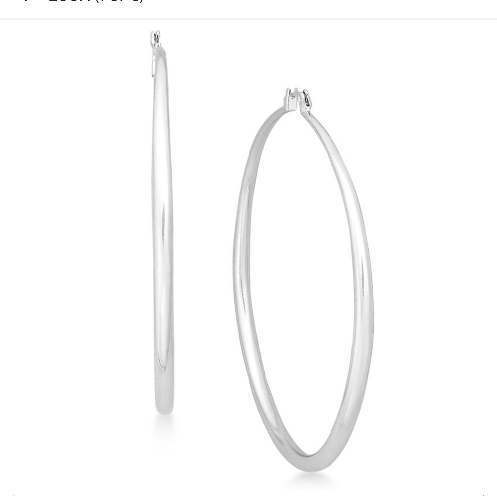 INC Extra Large Hoop Earrings Silver Tone